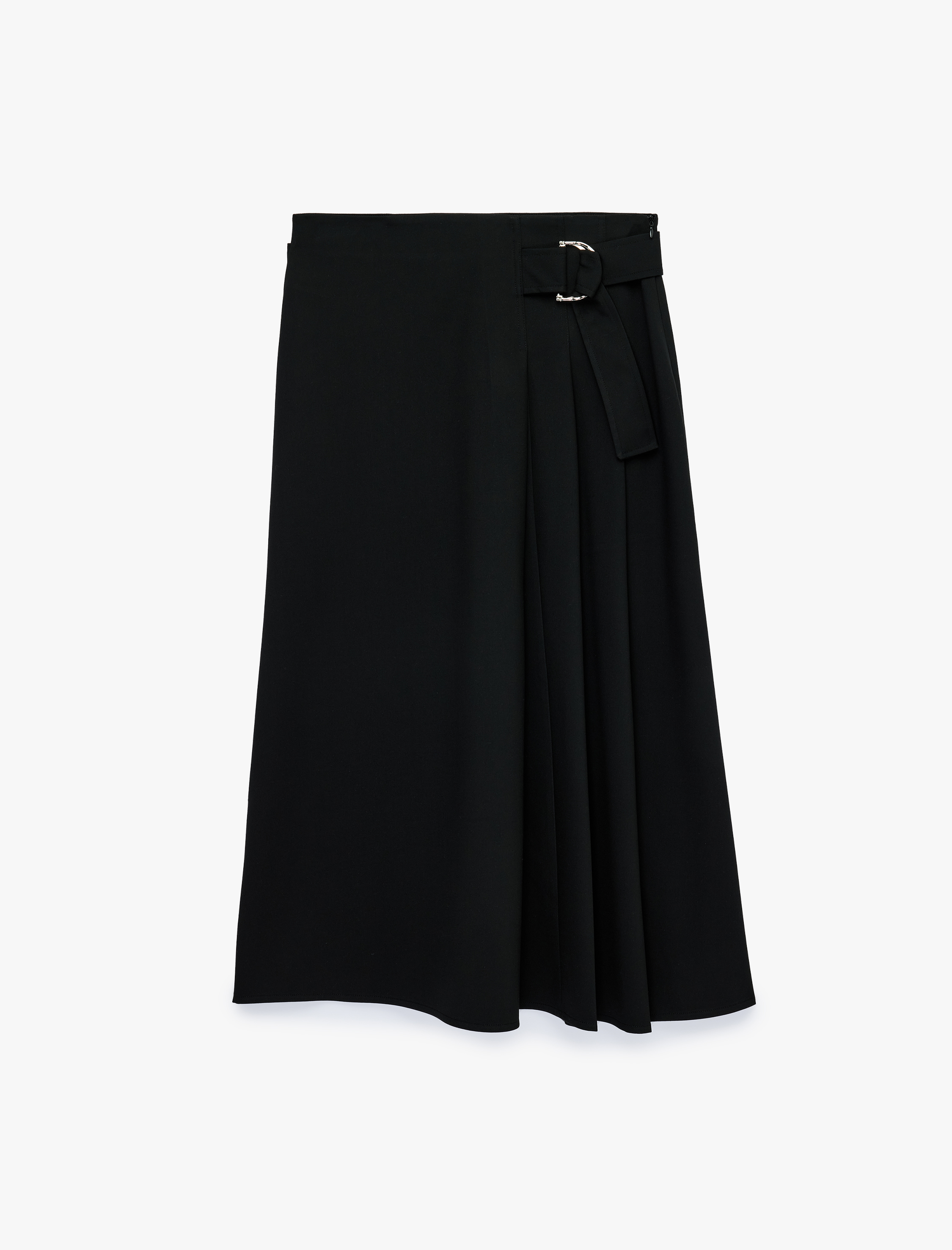   Pileli Kemerli Midi Etek
