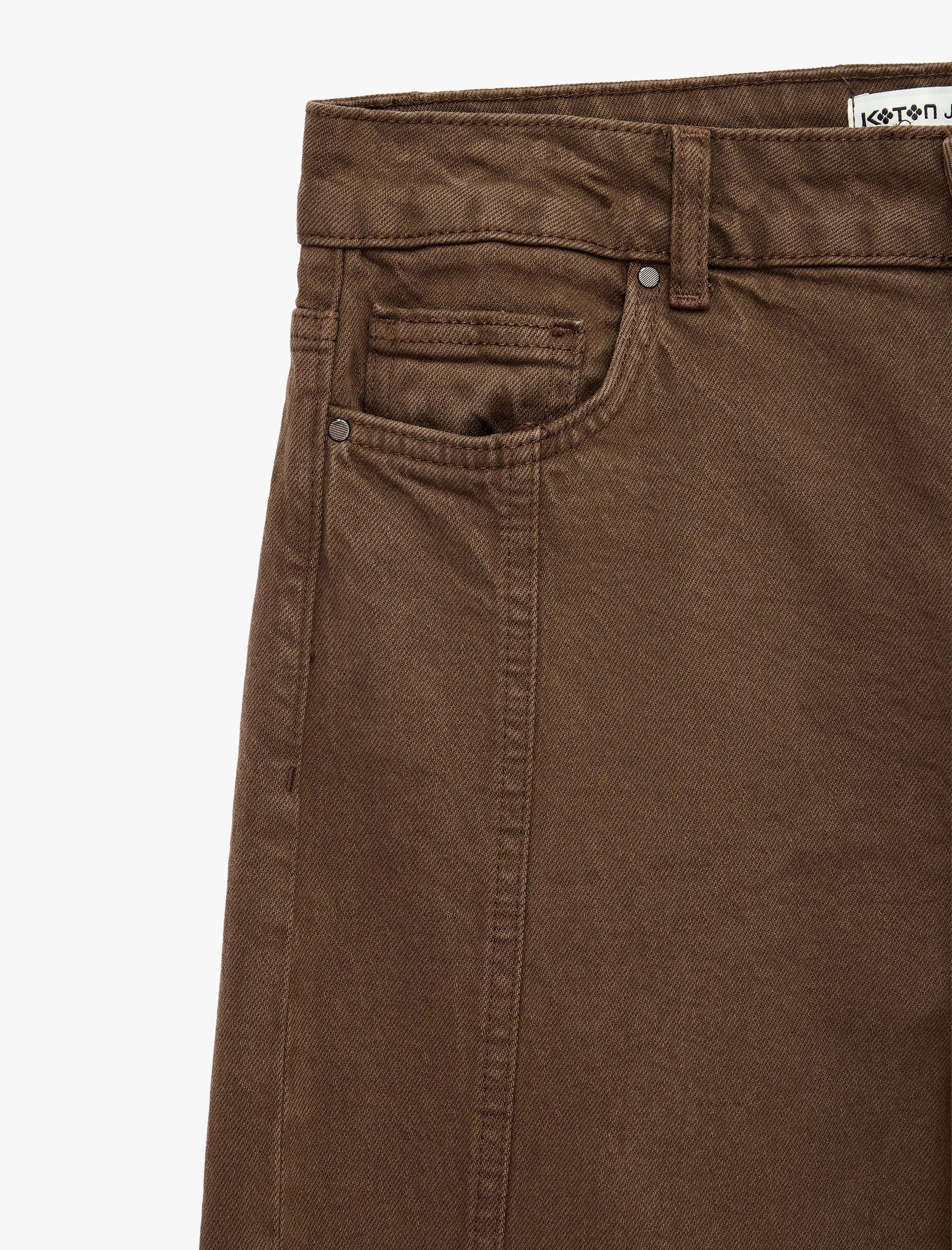   Pamuklu Düşük Bel Nervürlü Geniş Paça Denim Pantolon  - Wide Leg Jeans