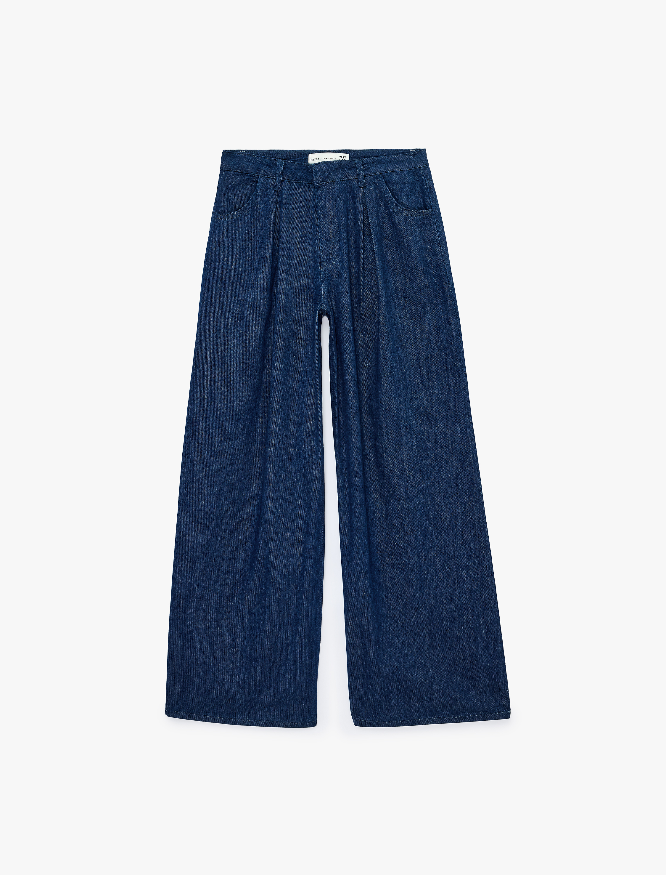   Koton X Sima Tarkan - Rahat Kalıp Cepli Düğmeli Pileli Geniş Paça Denim Pantolon