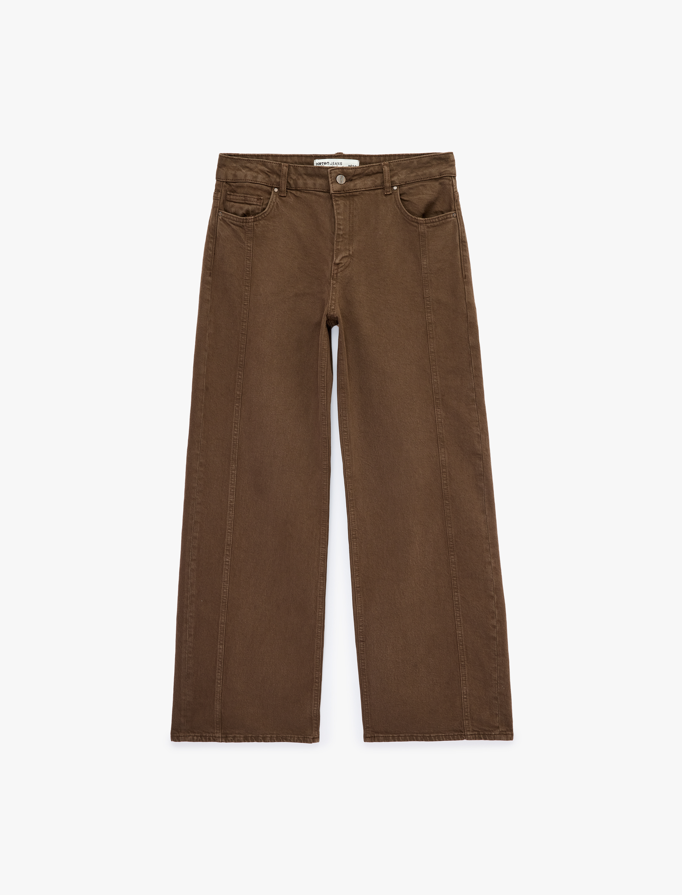   Pamuklu Düşük Bel Nervürlü Geniş Paça Denim Pantolon  - Wide Leg Jeans