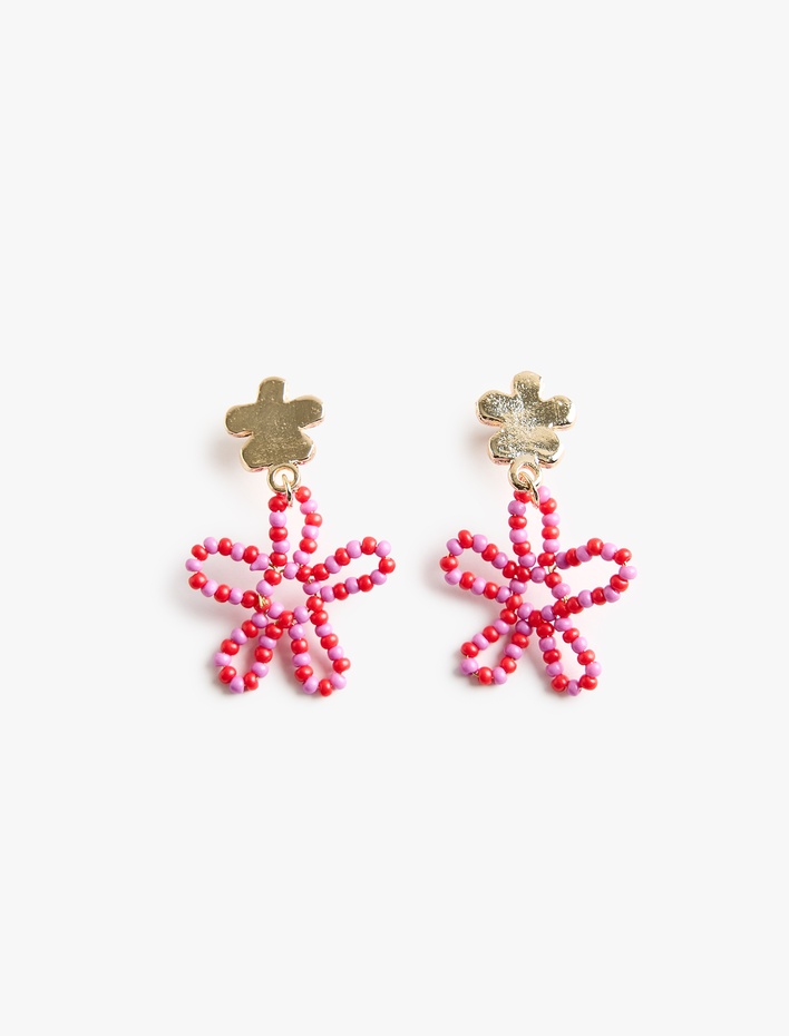 Kadın Çok Renkli Boncuklu Sallantılı Yıldız Küpe