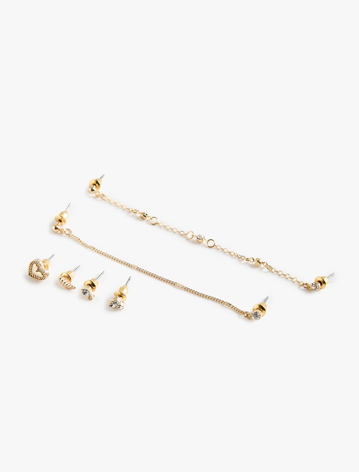 Kadın Taş Detaylı 6'lı Küpe Seti