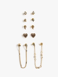 Taş Detaylı 6'lı Küpe Seti