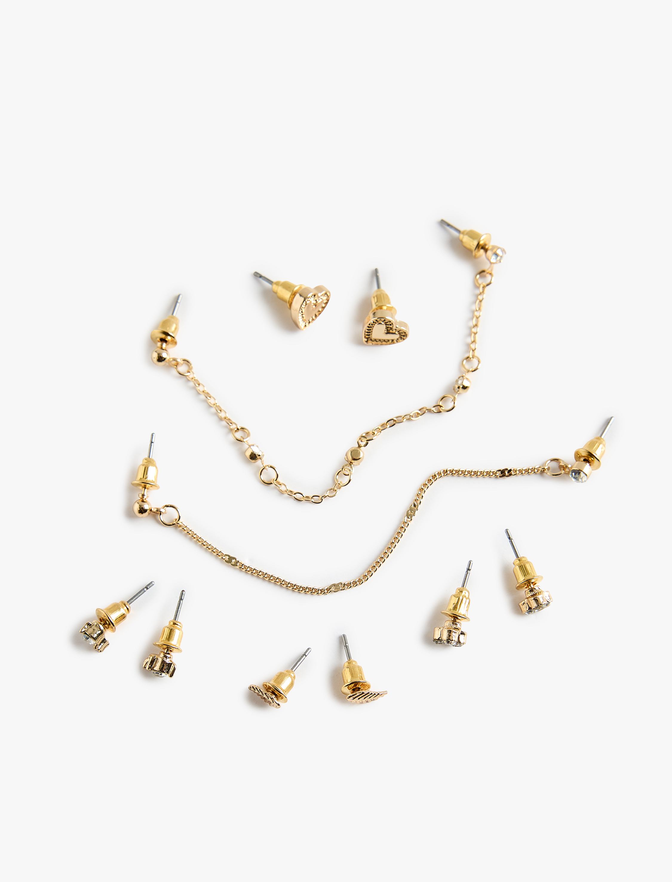  Kadın Taş Detaylı 6'lı Küpe Seti