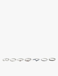 Çok Renkli Taş Detaylı 7'li Yüzük Seti