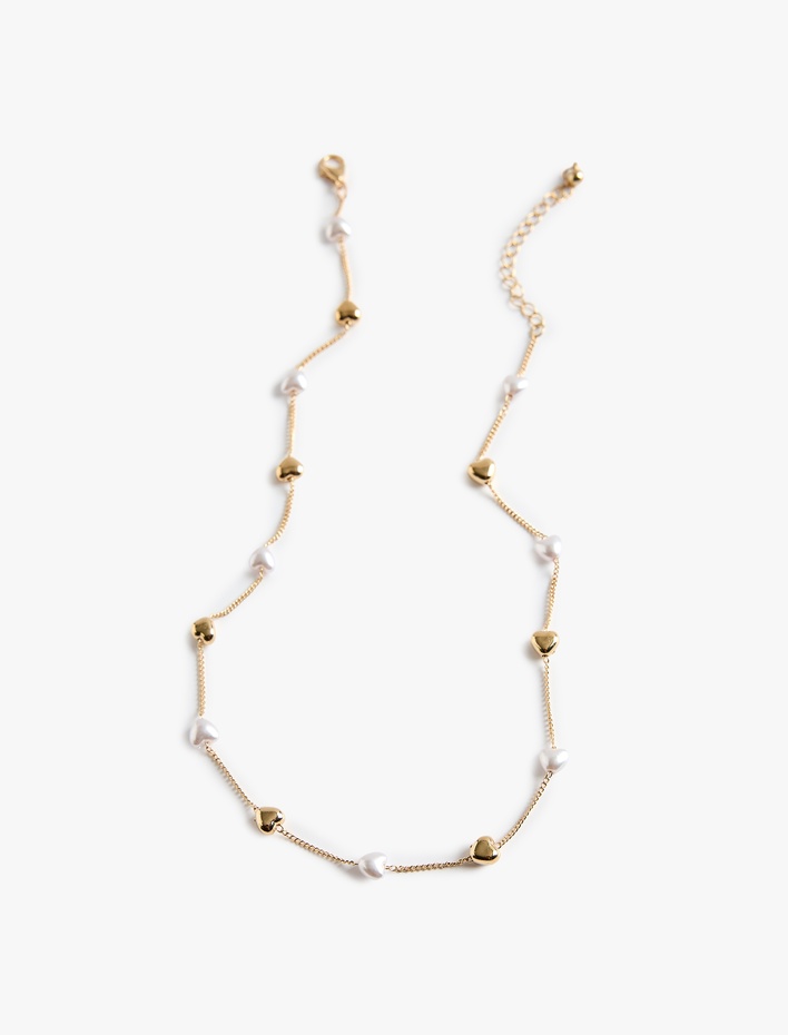 Kadın İncili Kalpli Kolye