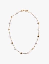 İncili Kalpli Kolye