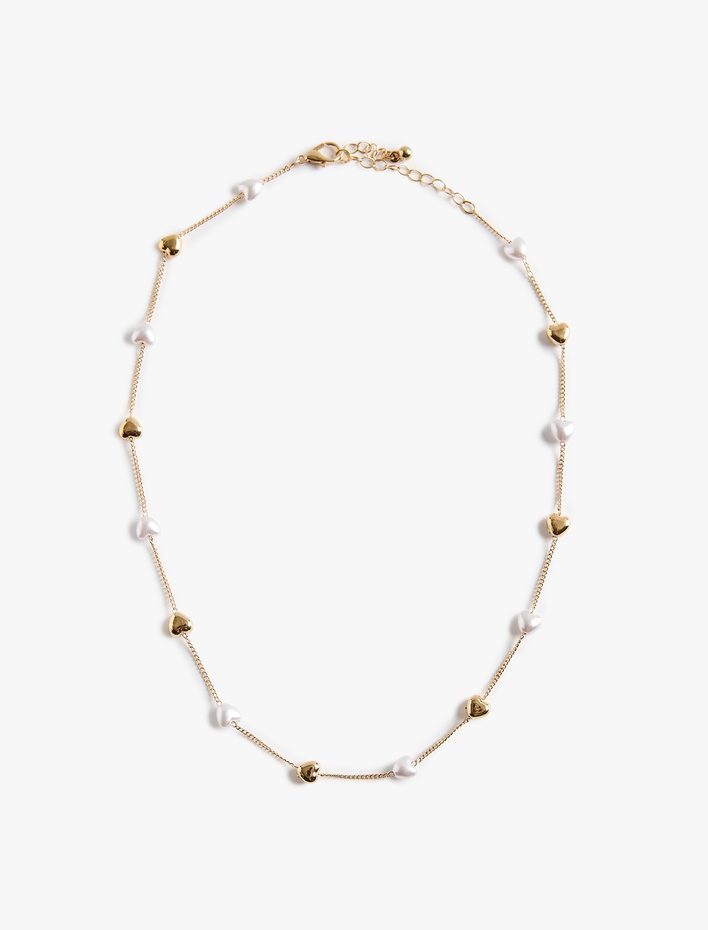 Kadın İncili Kalpli Kolye