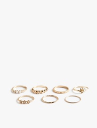 İnci Detaylı 7'li Yüzük Seti