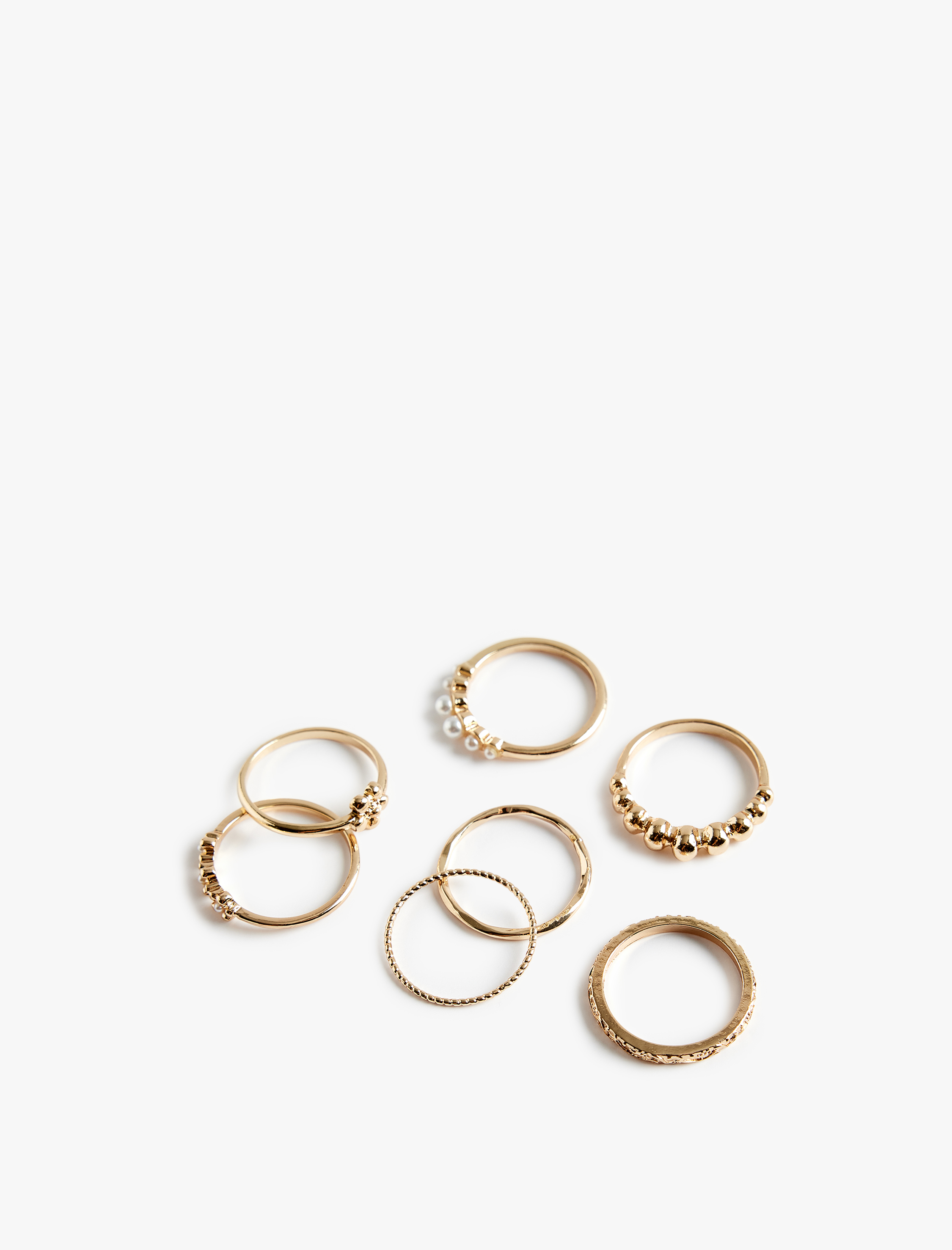  Kadın İnci Detaylı 7'li Yüzük Seti