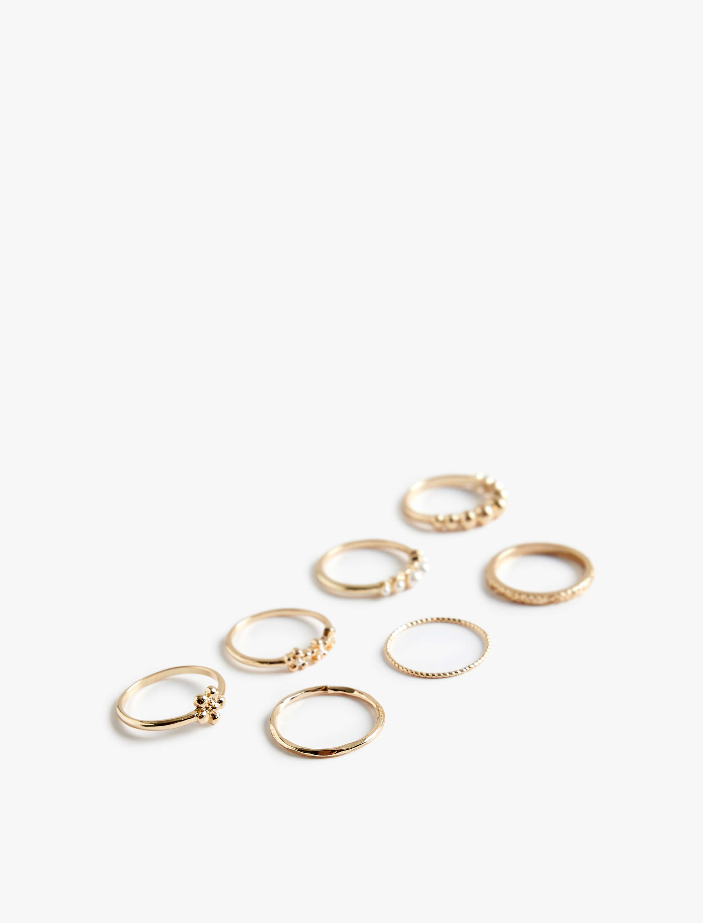  Kadın İnci Detaylı 7'li Yüzük Seti