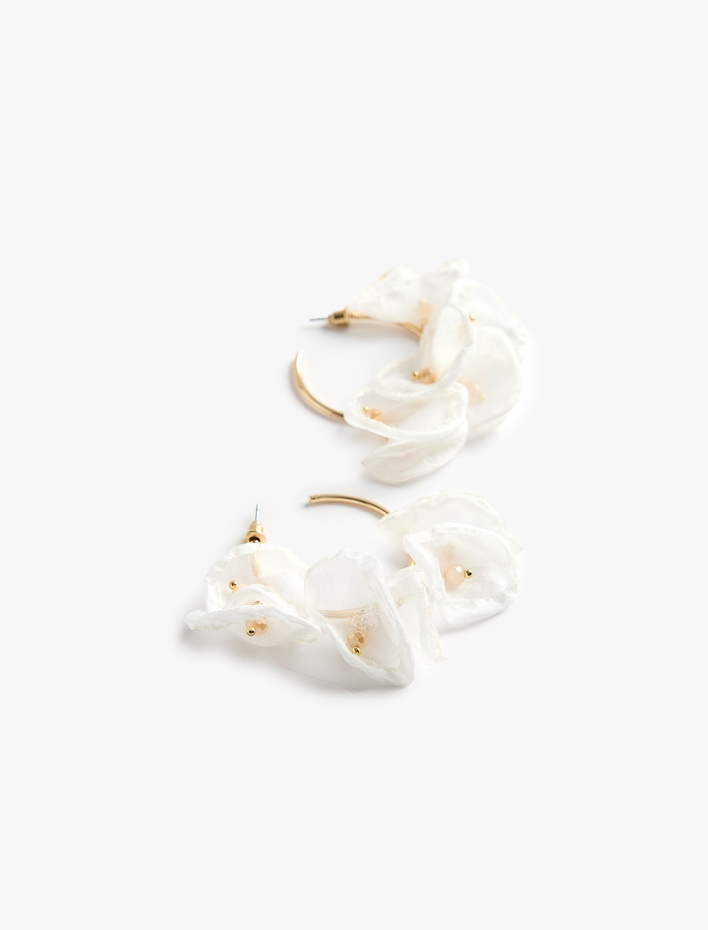 Kadın Çiçekli Halka Küpe