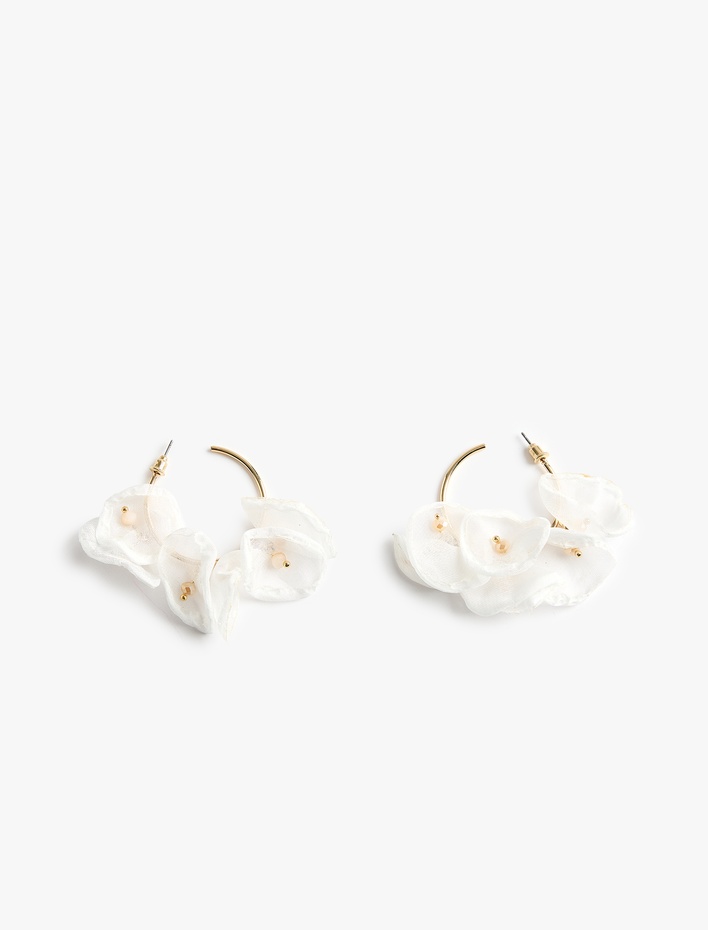 Kadın Çiçekli Halka Küpe