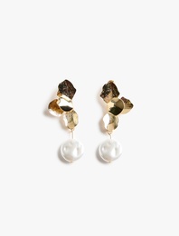 Sallantılı İncili Çiçekli Küpe