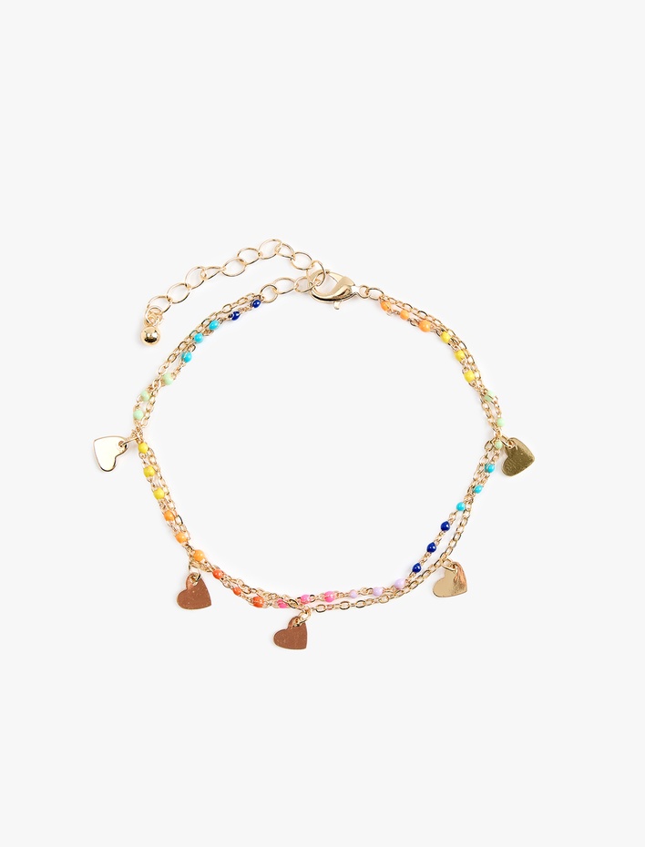 Kadın Kalp Detaylı Zincir Bileklik