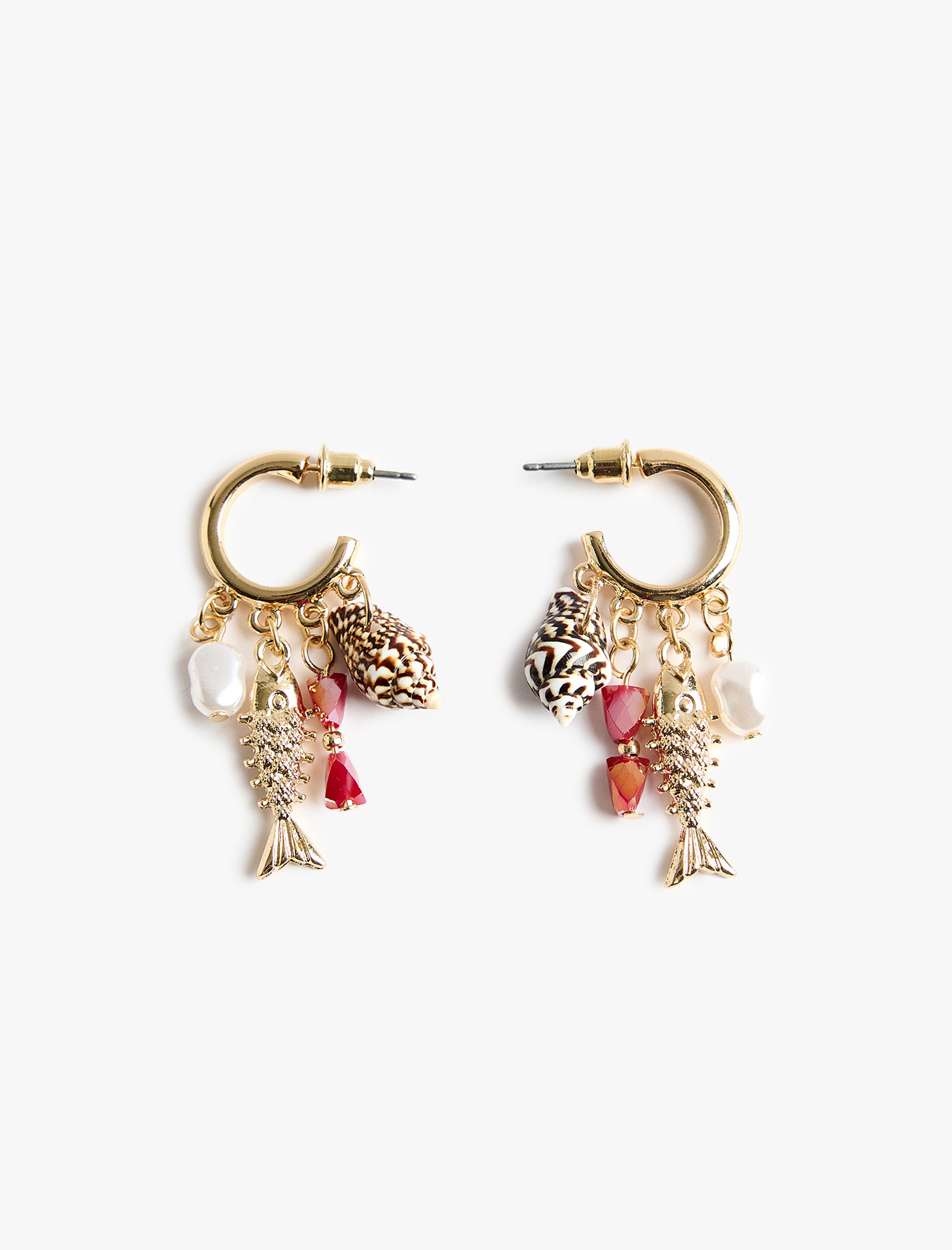  Kadın Çok Renkli Boncuk Detaylı Charmlı Halka Küpe