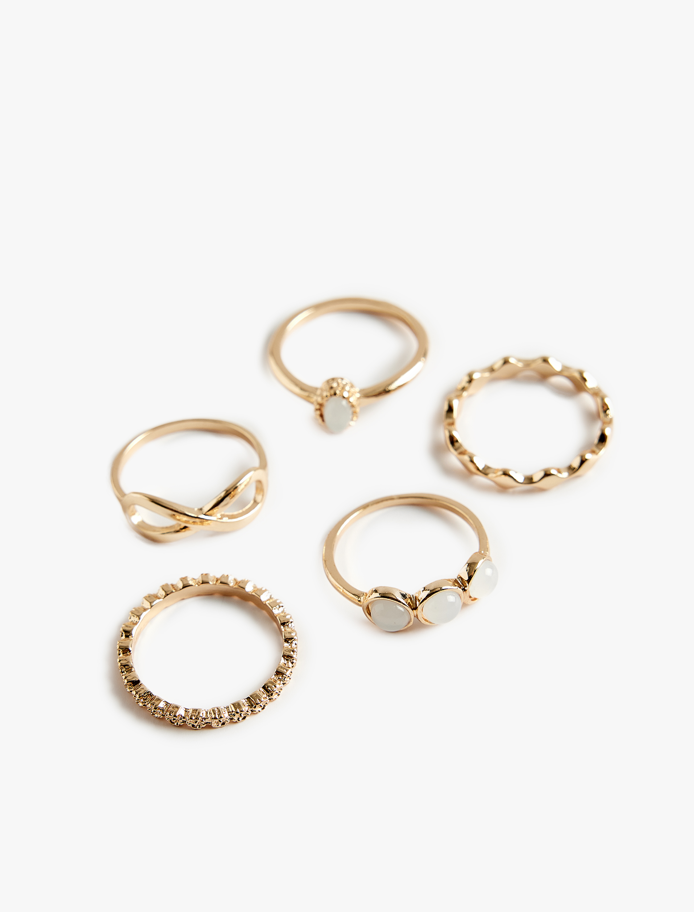  Kadın Taş Detaylı 5'li Yüzük Seti