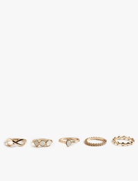 Taş Detaylı 5'li Yüzük Seti