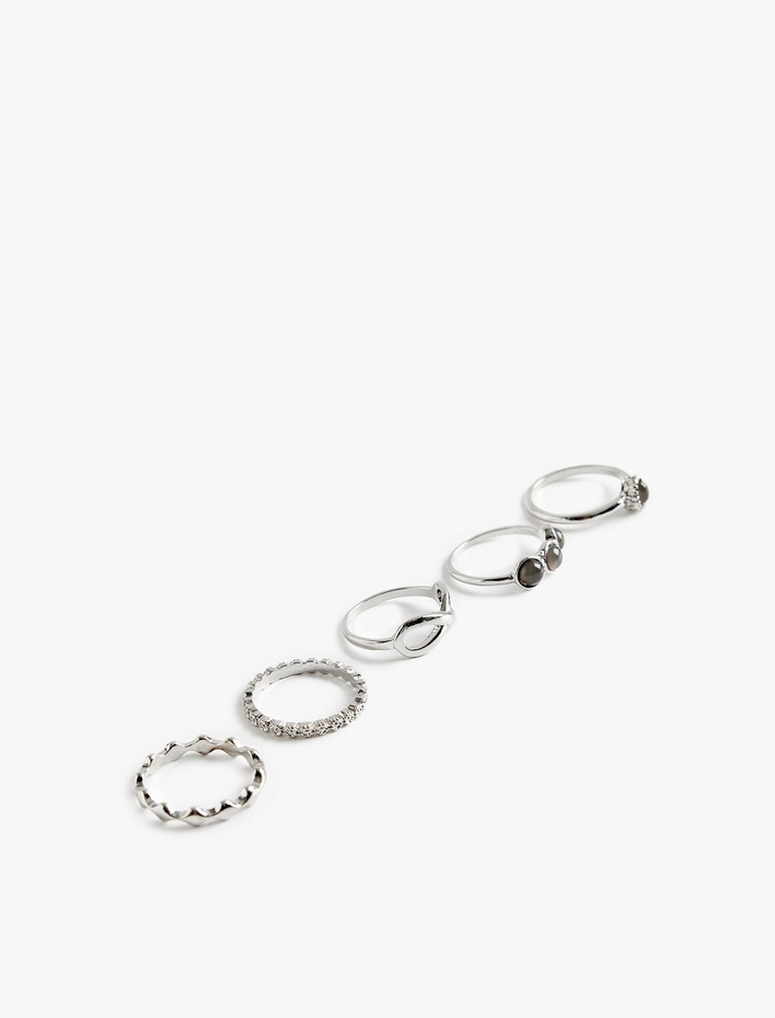 Kadın Taş Detaylı 5'li Yüzük Seti