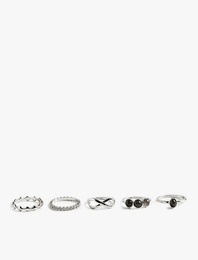 Taş Detaylı 5'li Yüzük Seti