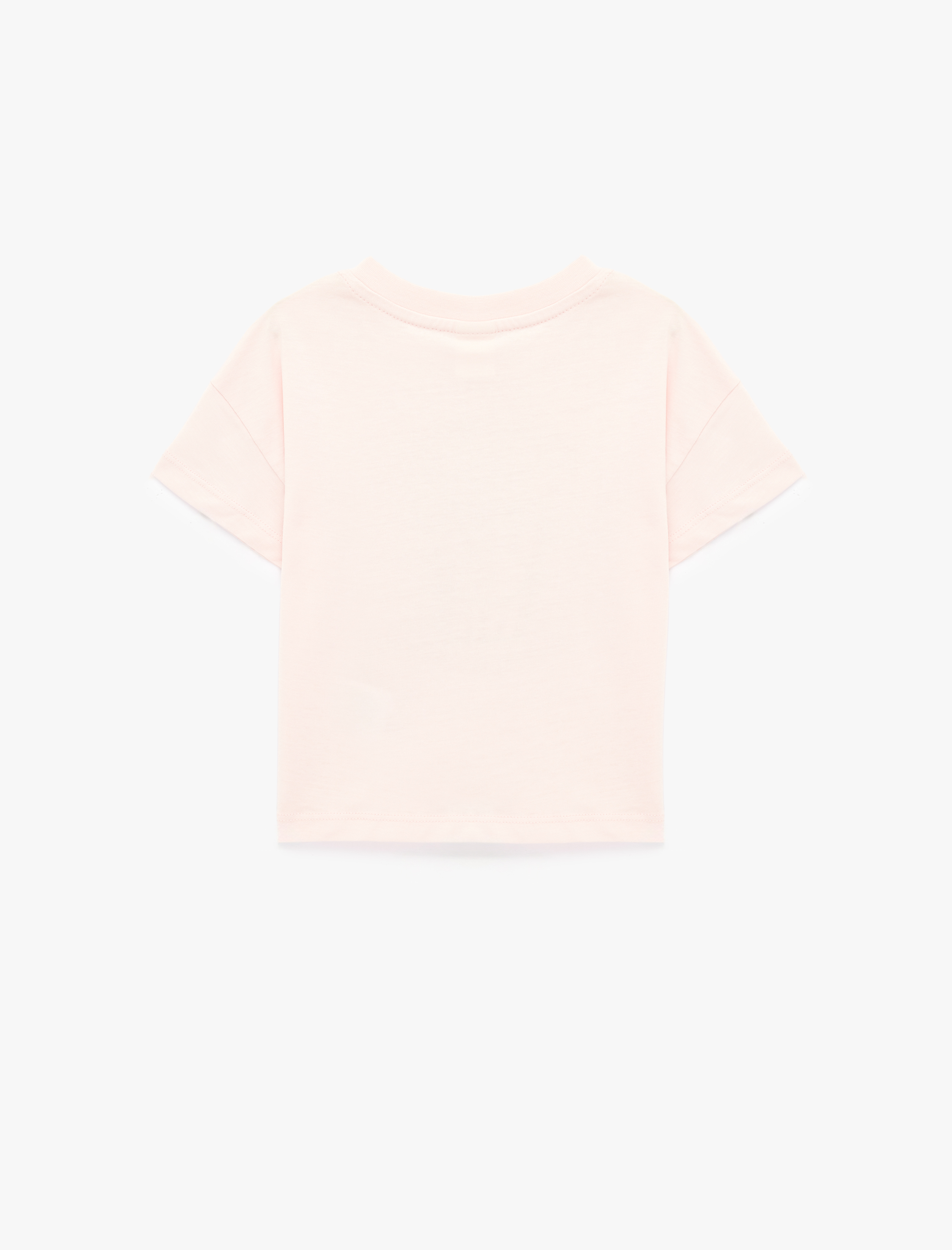  Kız Bebek Baskılı Kısa Kollu Bisiklet Yaka Pamuklu Tişört