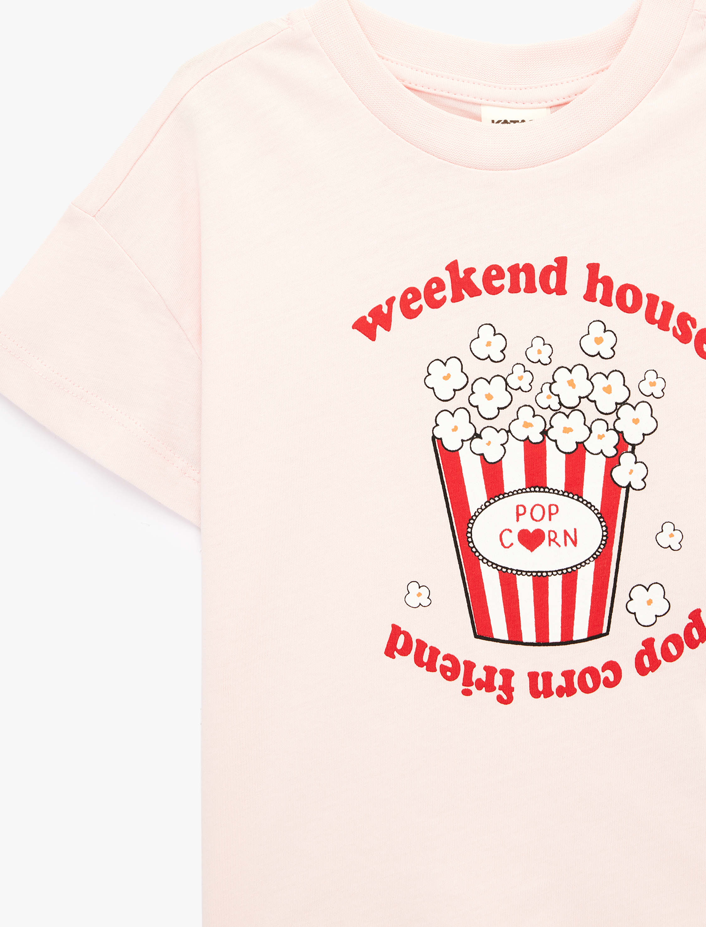  Kız Bebek Baskılı Kısa Kollu Bisiklet Yaka Pamuklu Tişört