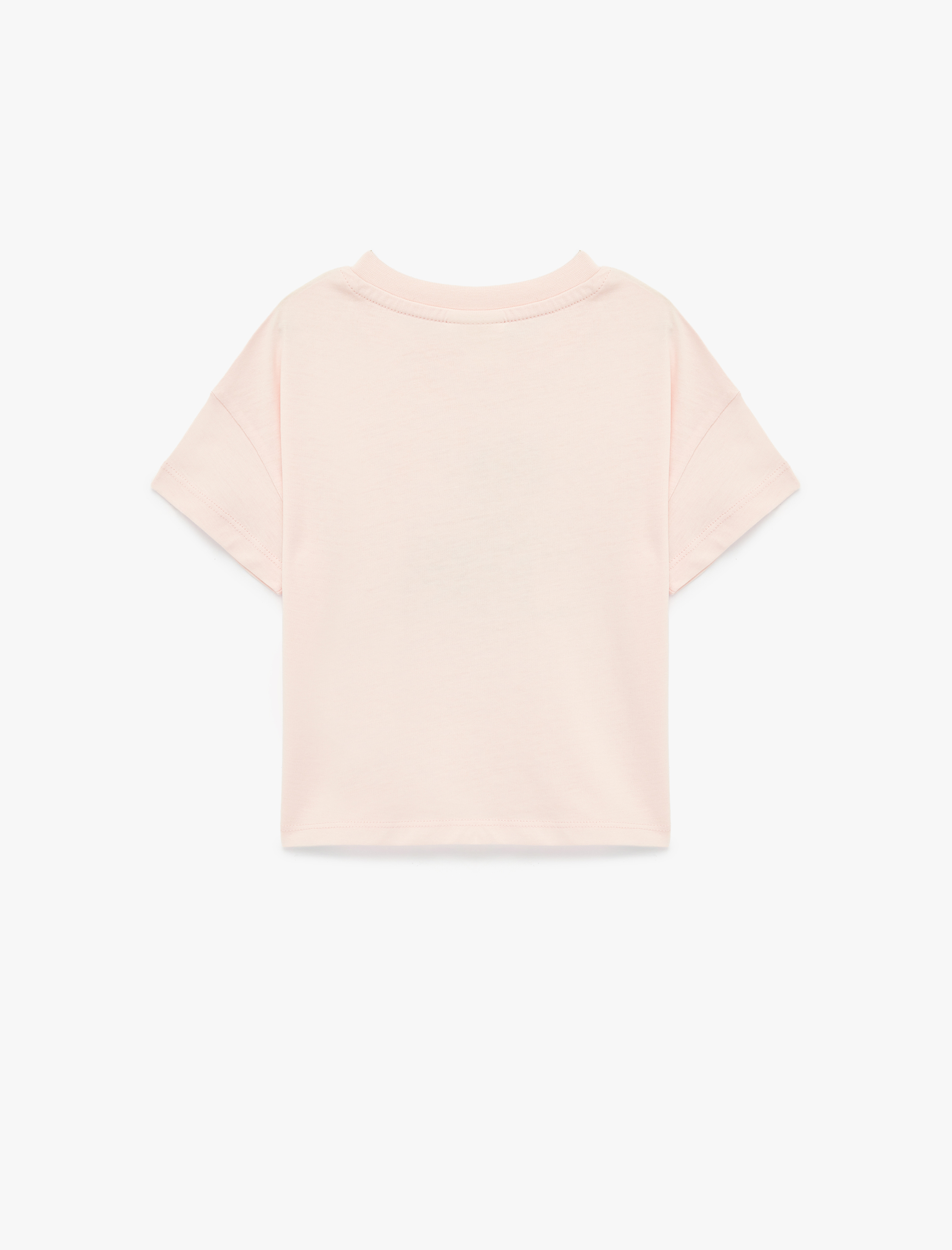  Kız Bebek Pamuklu Kısa Kollu Bisiklet Yaka Baskılı Tişört