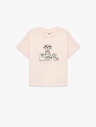 Pamuklu Kısa Kollu Bisiklet Yaka Baskılı Tişört