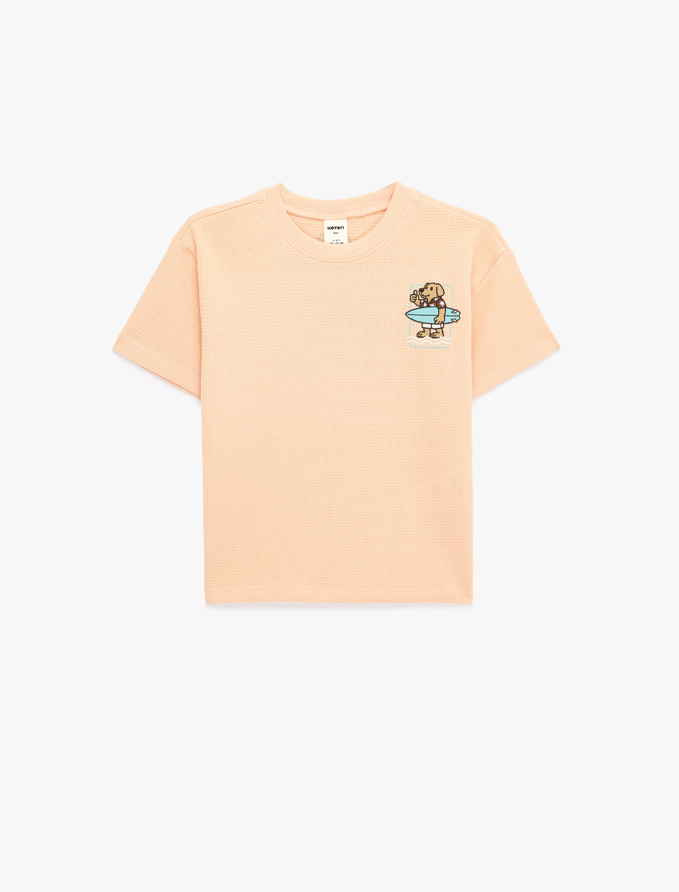  Erkek Bebek Pamuklu Kısa Kollu Bisiklet Yaka Baskılı Oversize Tişört