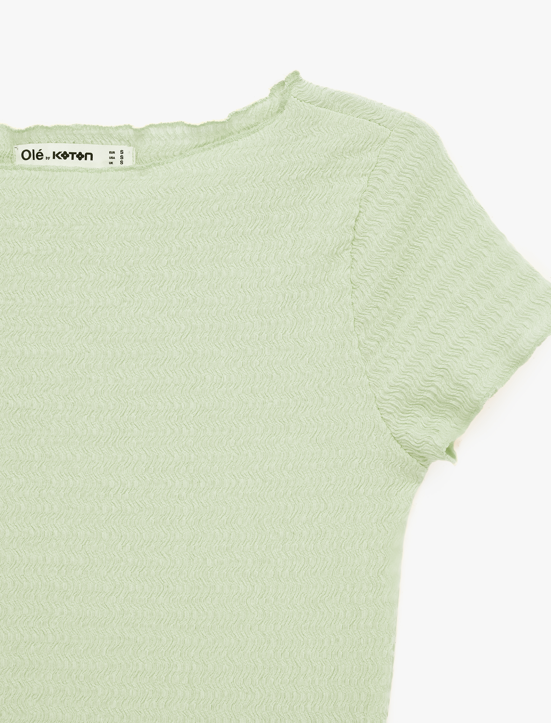   Viskon Karışımlı Kısa Kollu Bürümcük Kayık Yaka Tişört