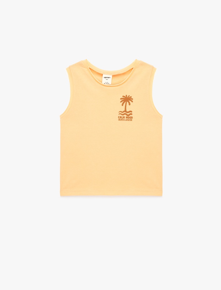 Erkek Bebek Pamuklu Bisiklet Yaka Baskılı Kolsuz Atlet