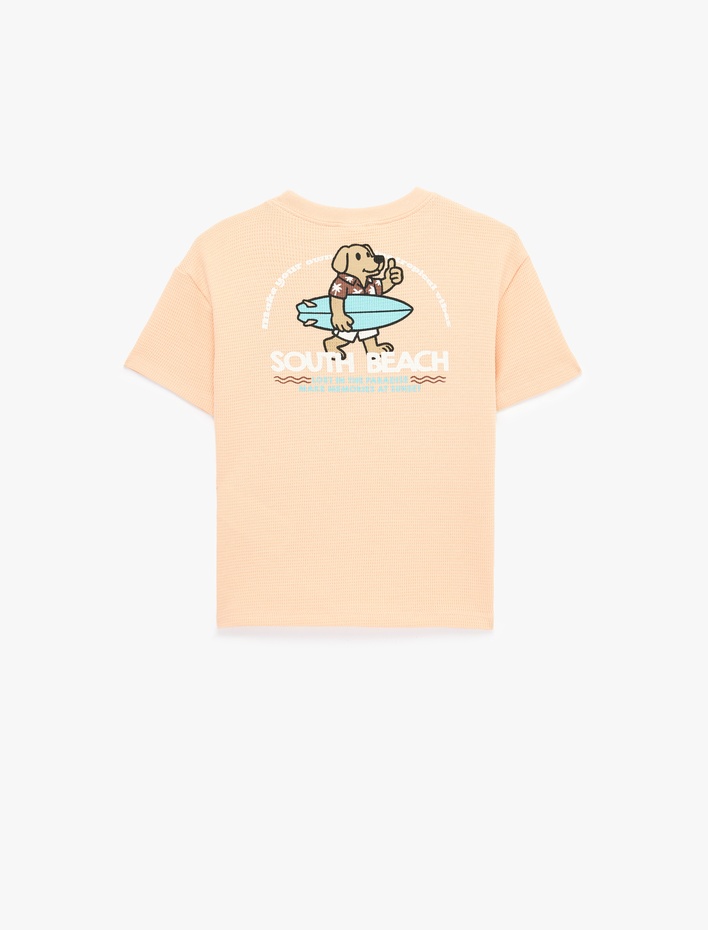 Erkek Bebek Pamuklu Kısa Kollu Bisiklet Yaka Baskılı Oversize Tişört