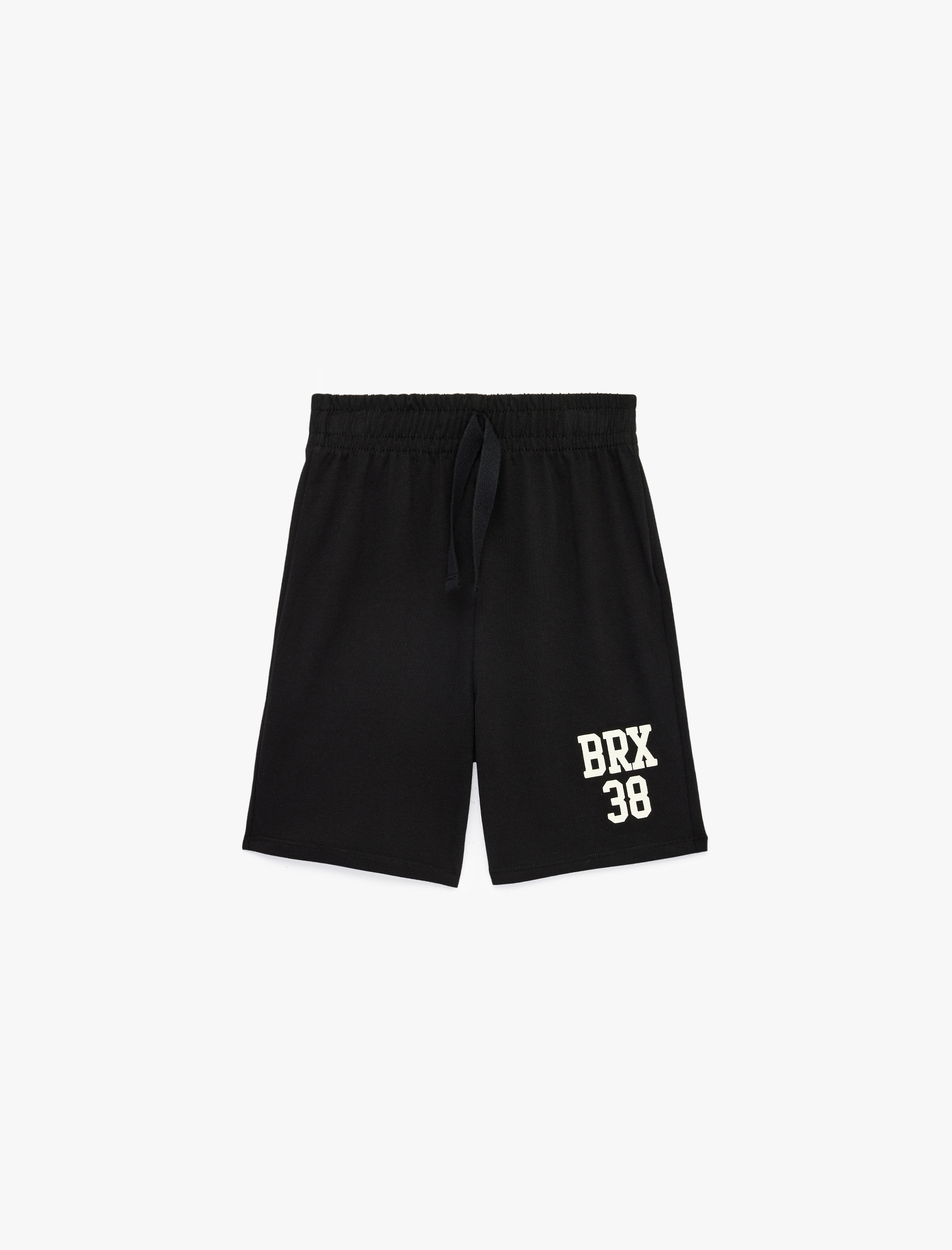  Erkek Çocuk Beli Bağcıklı Baskılı Pamuklu Şort