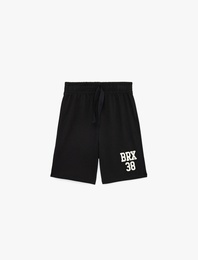 Beli Bağcıklı Baskılı Pamuklu Şort