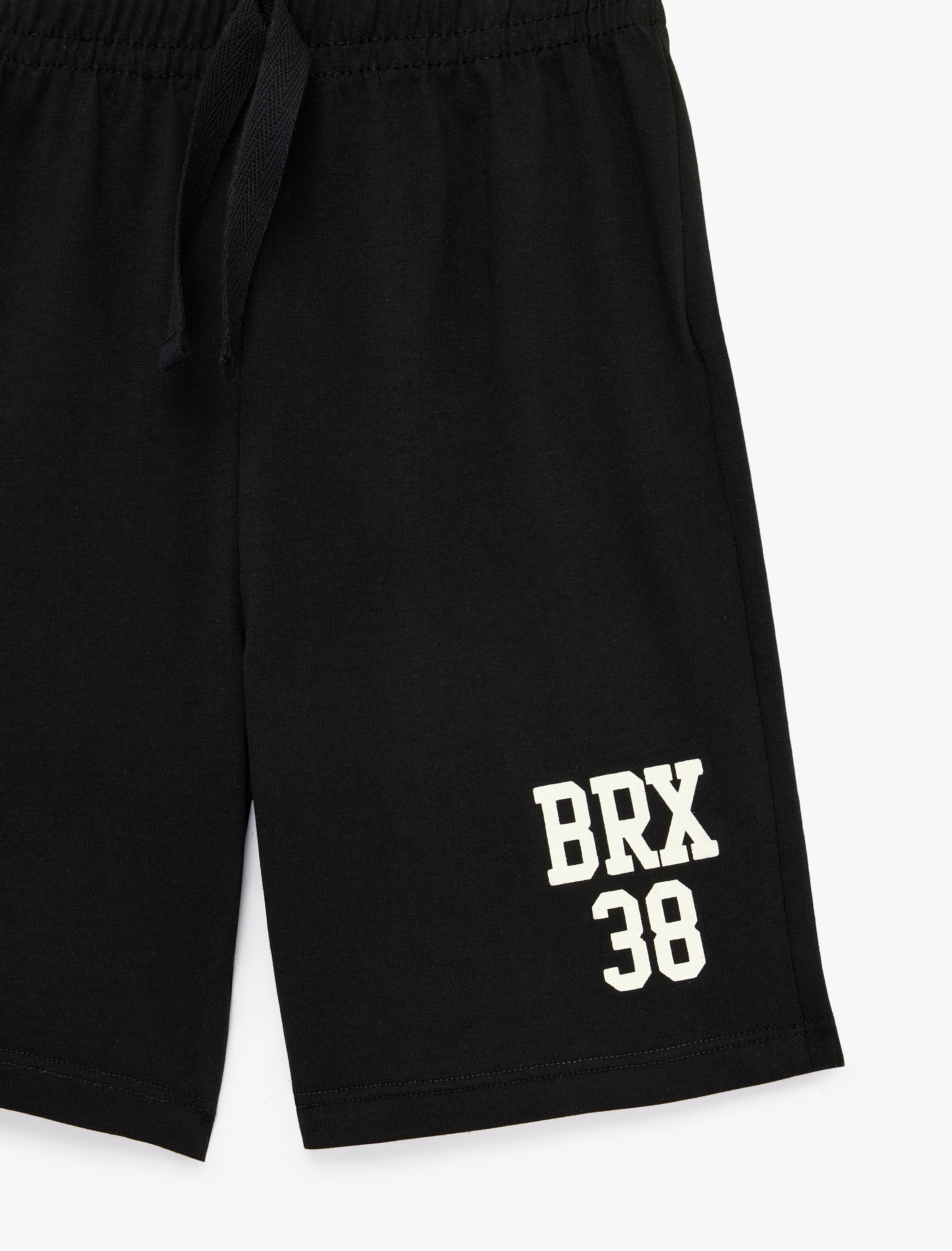  Erkek Çocuk Beli Bağcıklı Baskılı Pamuklu Şort