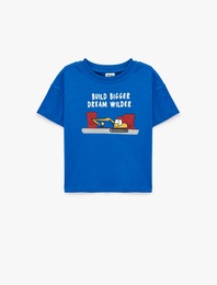 Pamuklu Kısa Kollu Bisiklet Yaka Tişört