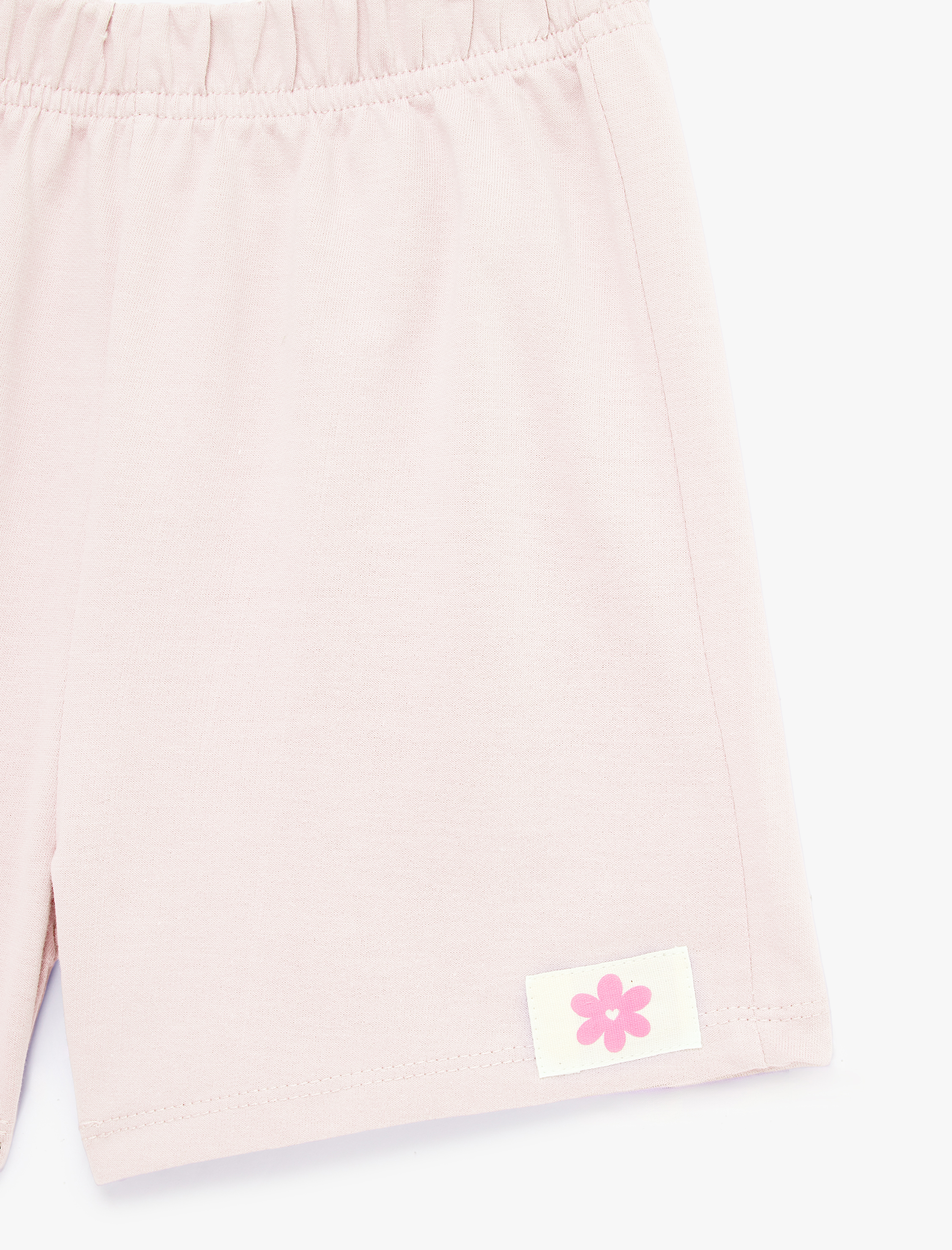  Kız Bebek Beli Lastikli Etiket Detaylı Pamuklu Şort