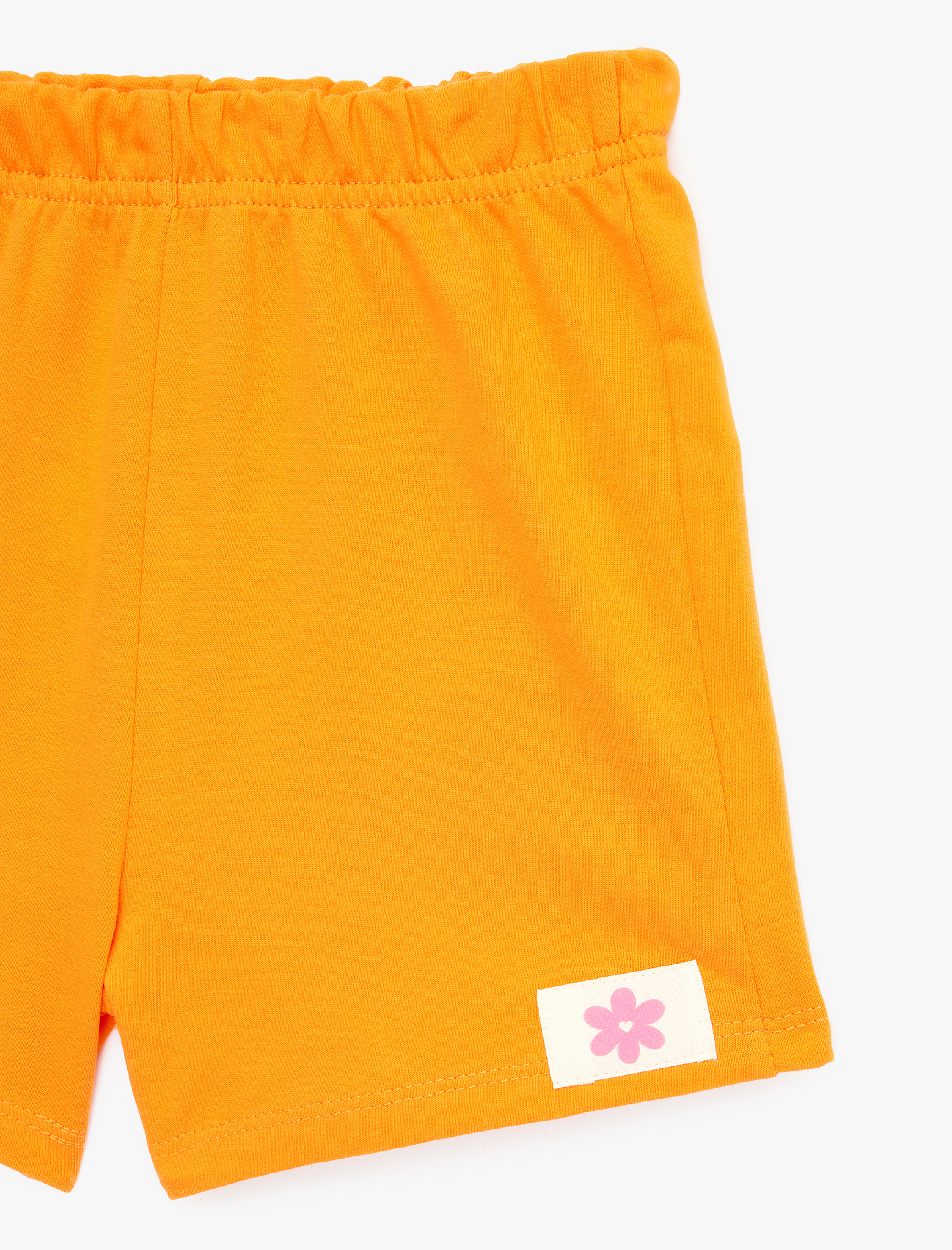  Kız Bebek Beli Lastikli Etiket Detaylı Pamuklu Şort