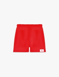 Beli Lastikli Etiket Detaylı Pamuklu Şort