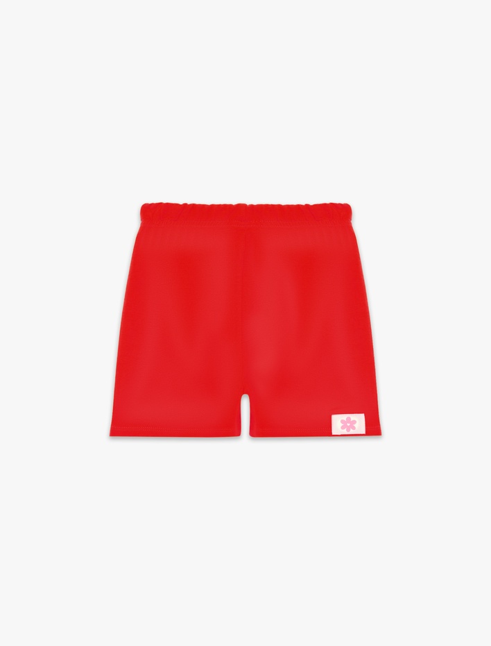 Kız Bebek Beli Lastikli Etiket Detaylı Pamuklu Şort