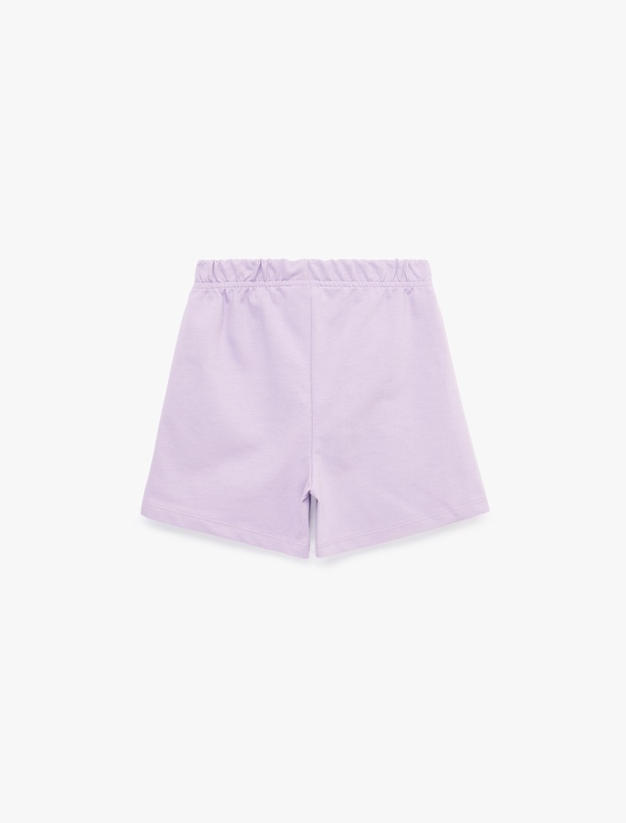 Kız Bebek Beli Lastikli Etiket Detaylı Pamuklu Şort