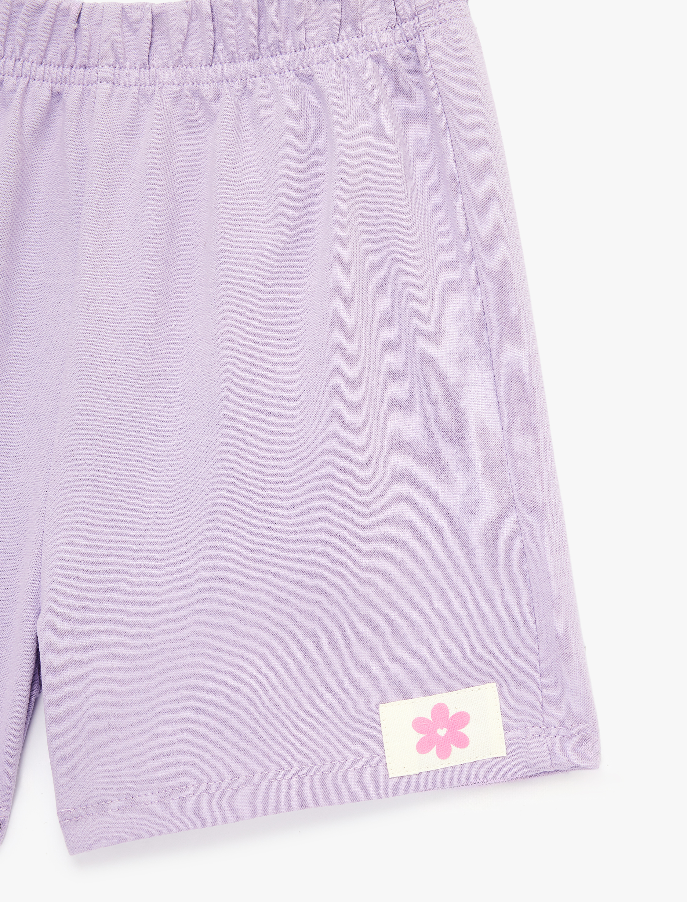  Kız Bebek Beli Lastikli Etiket Detaylı Pamuklu Şort