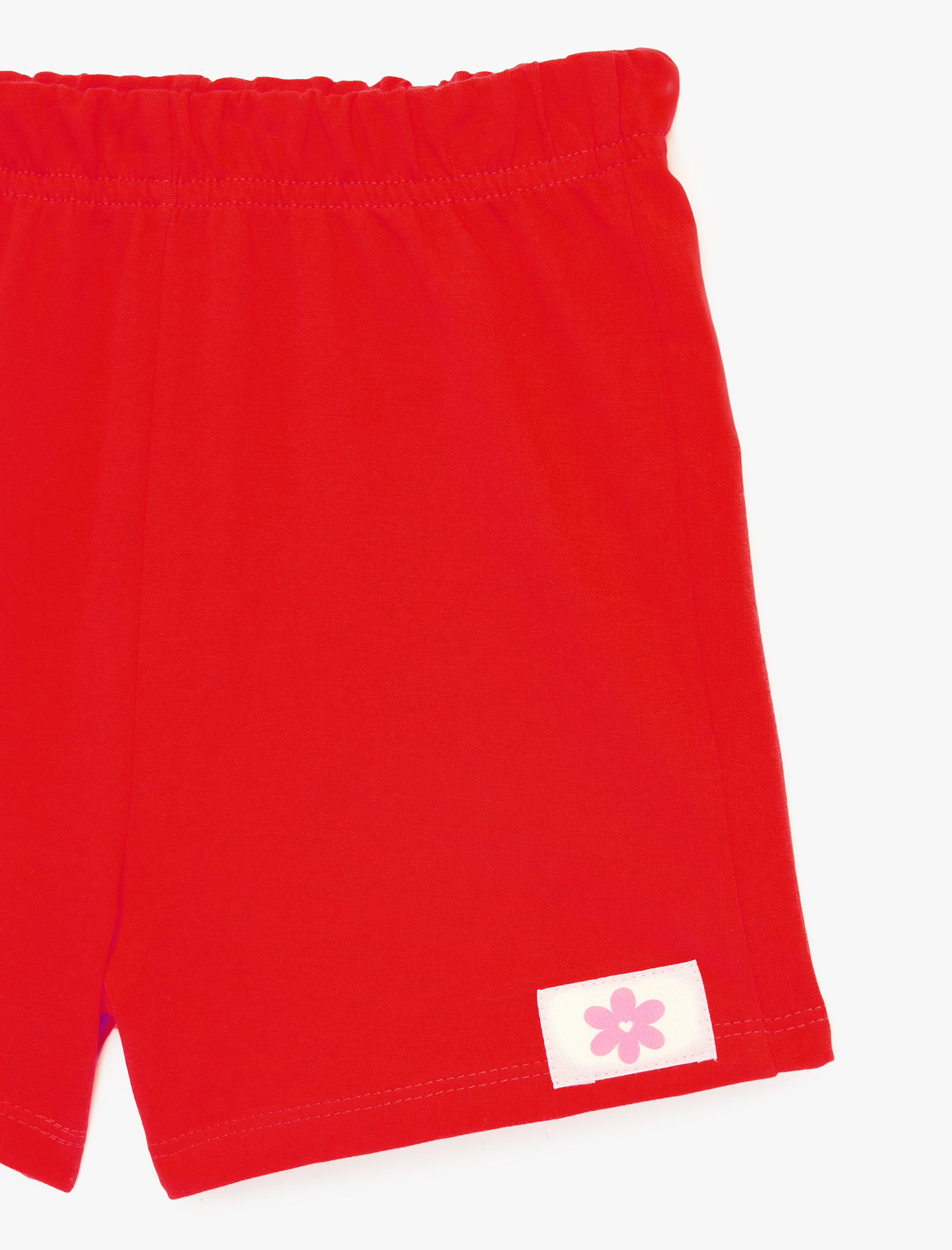  Kız Bebek Beli Lastikli Etiket Detaylı Pamuklu Şort