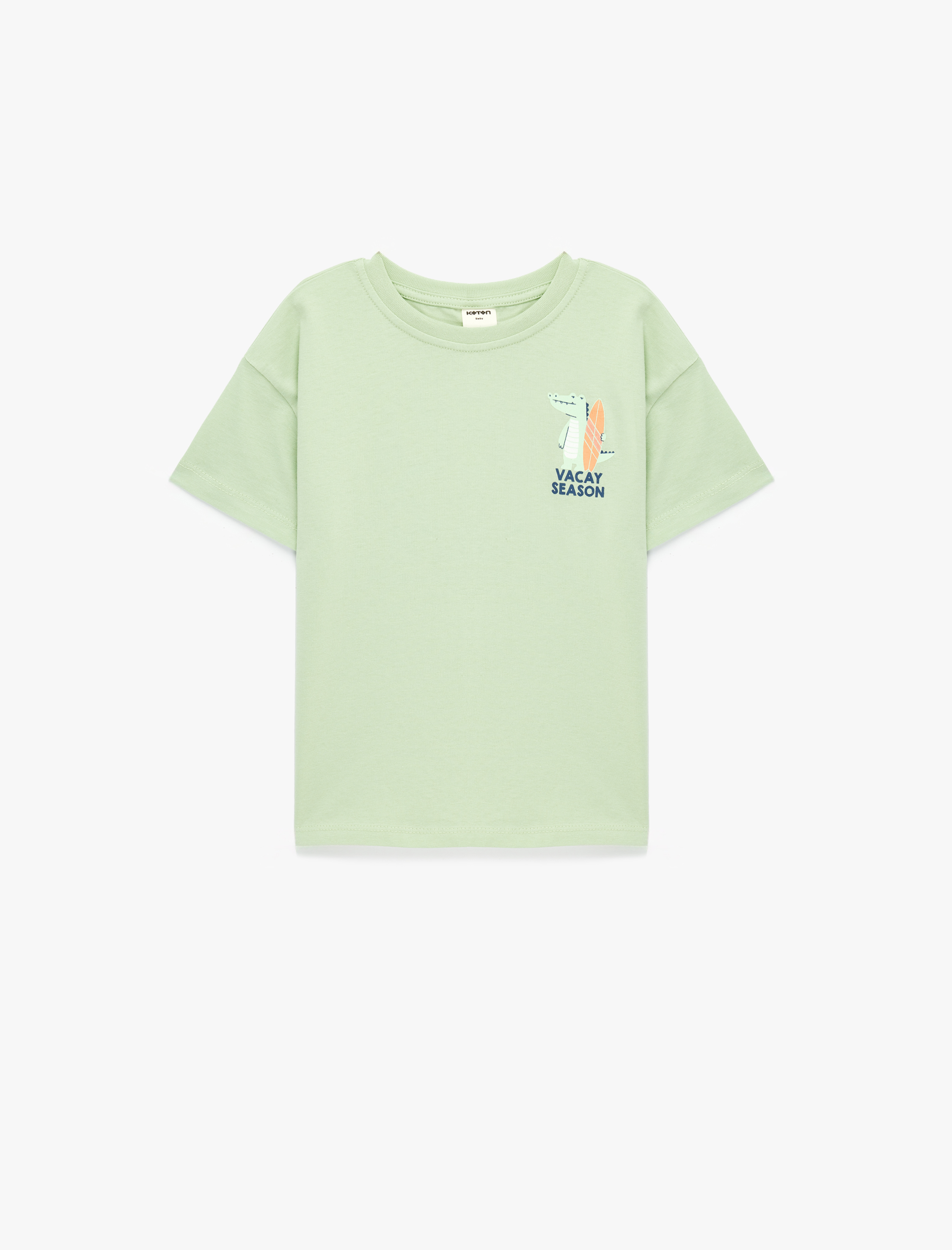  Erkek Bebek Nakış Detaylı Kısa Kollu Bisiklet Yaka Pamuklu Tişört