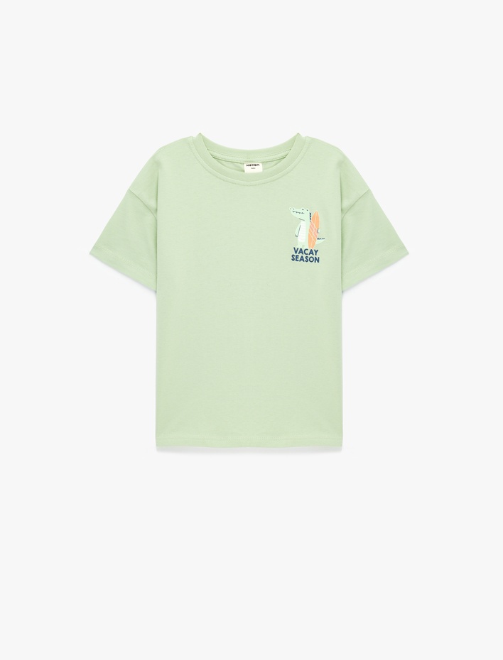 Erkek Bebek Nakış Detaylı Kısa Kollu Bisiklet Yaka Pamuklu Tişört