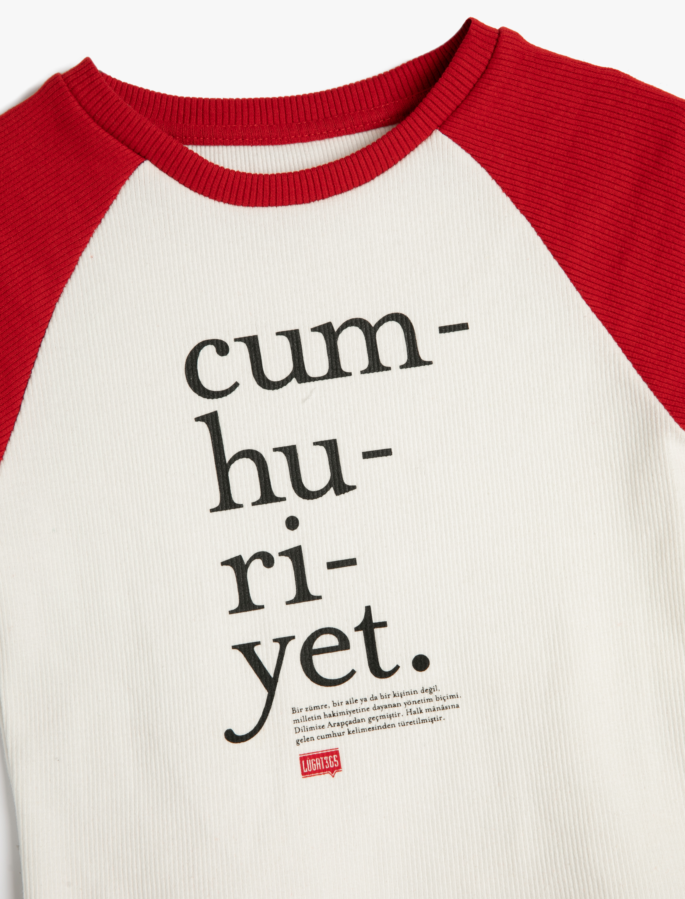  Kız Çocuk Tişört Cumhuriyet Baskılı Dar Kalıp Kısa Kollu Pamuklu