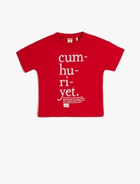 Tişört Cumhuriyet Baskılı Kısa Kollu Pamuklu