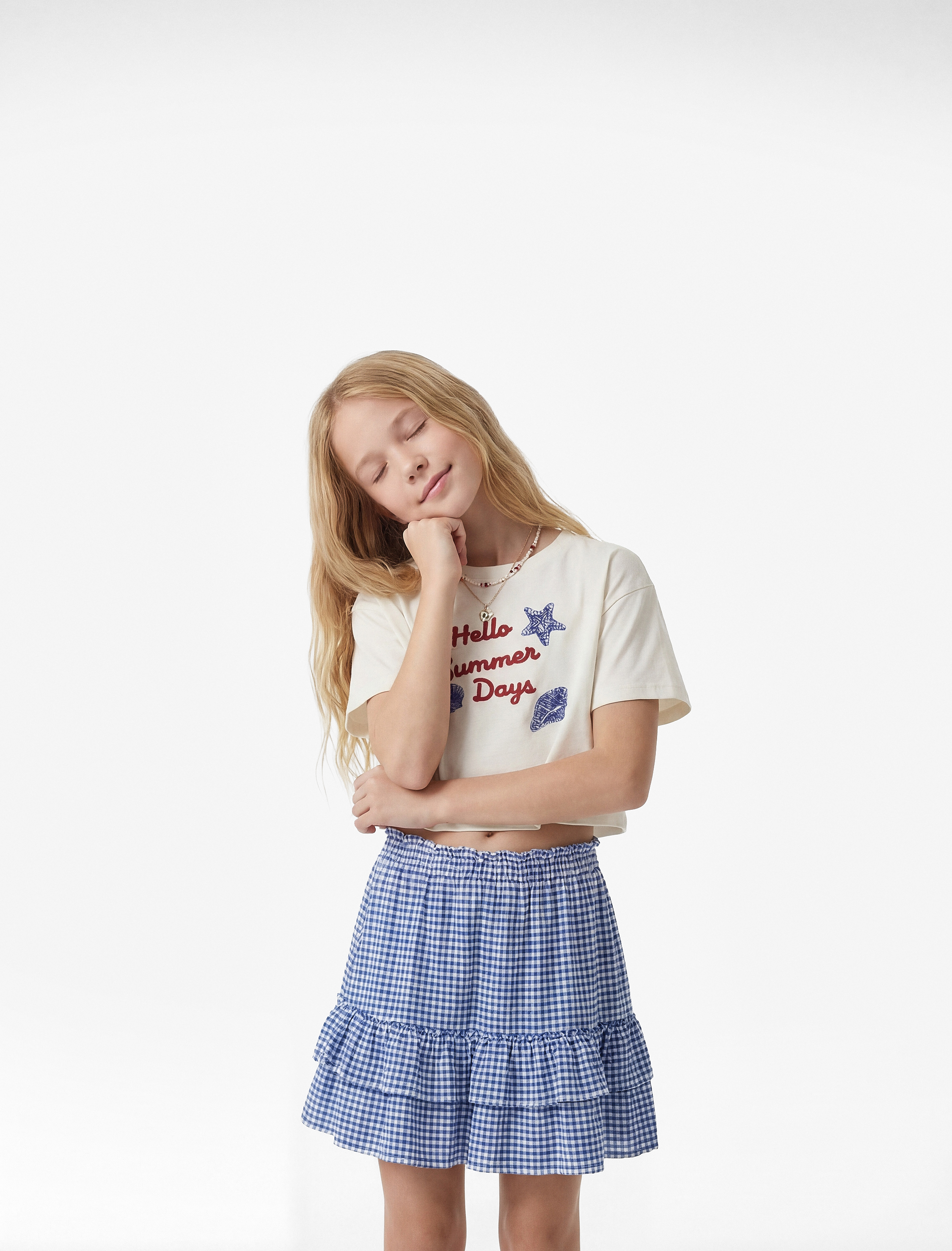 Fırfır Detaylı A Kesim Pötikare Mini Etek - Görsel 2