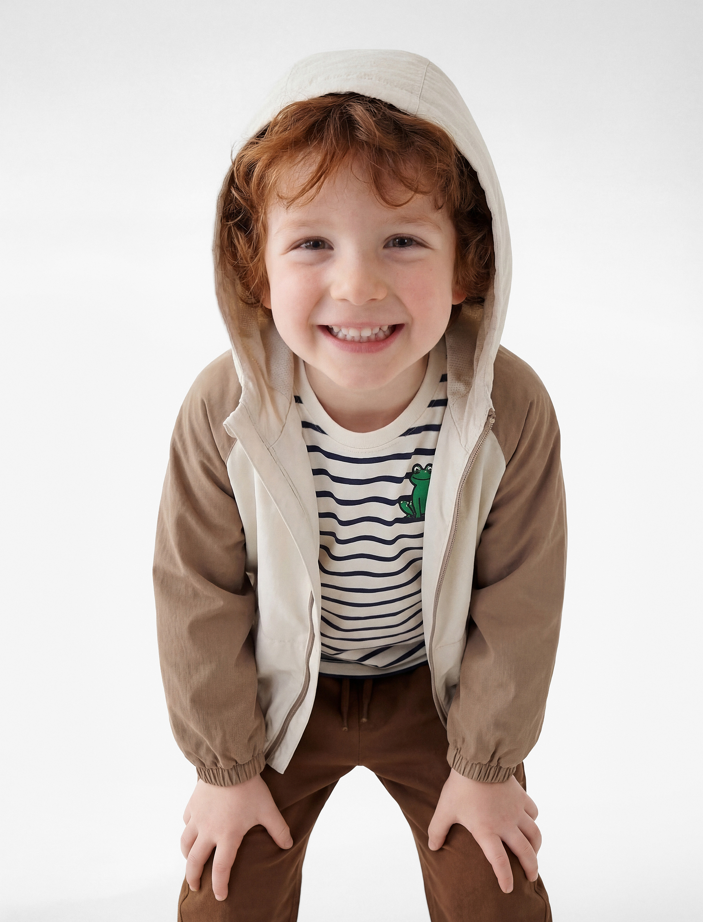  Erkek Bebek Renk Bloklu Kanguru Cep Detaylı  Fermuar Detaylı Kapşonlu Mevsimlik Ceket