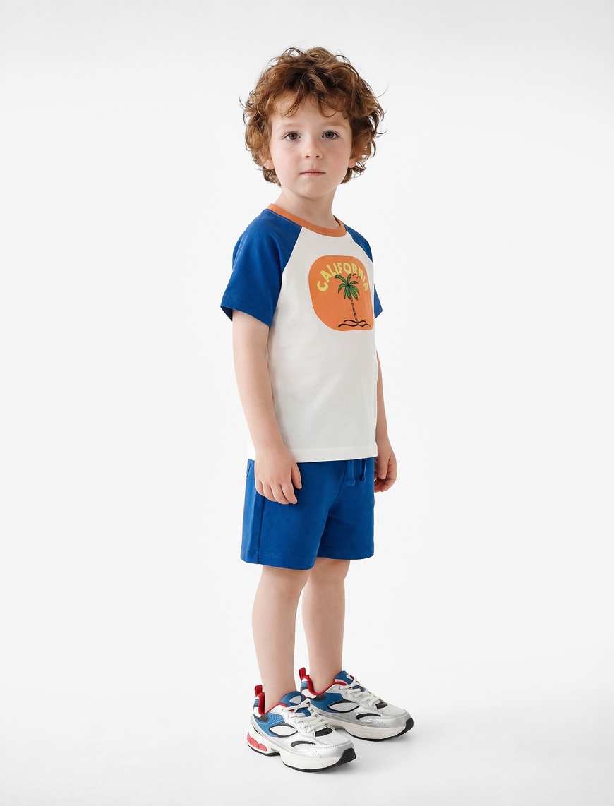 Koton Erkek Bebek Baskılı Kısa Kollu Bisiklet Yaka Pamuklu T-Shirt ve Şort Takımı – 2’li Set
